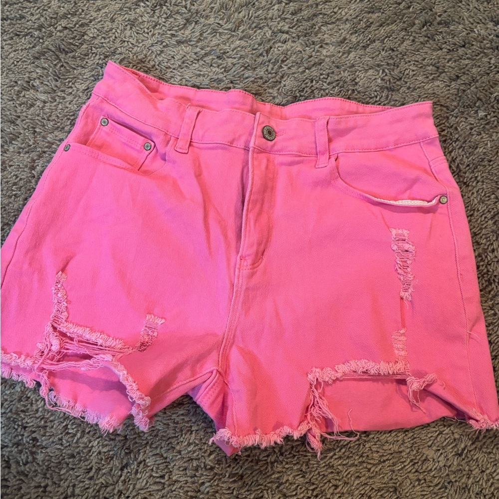 Amazon Essentials Pink Distressed Jean Shorts